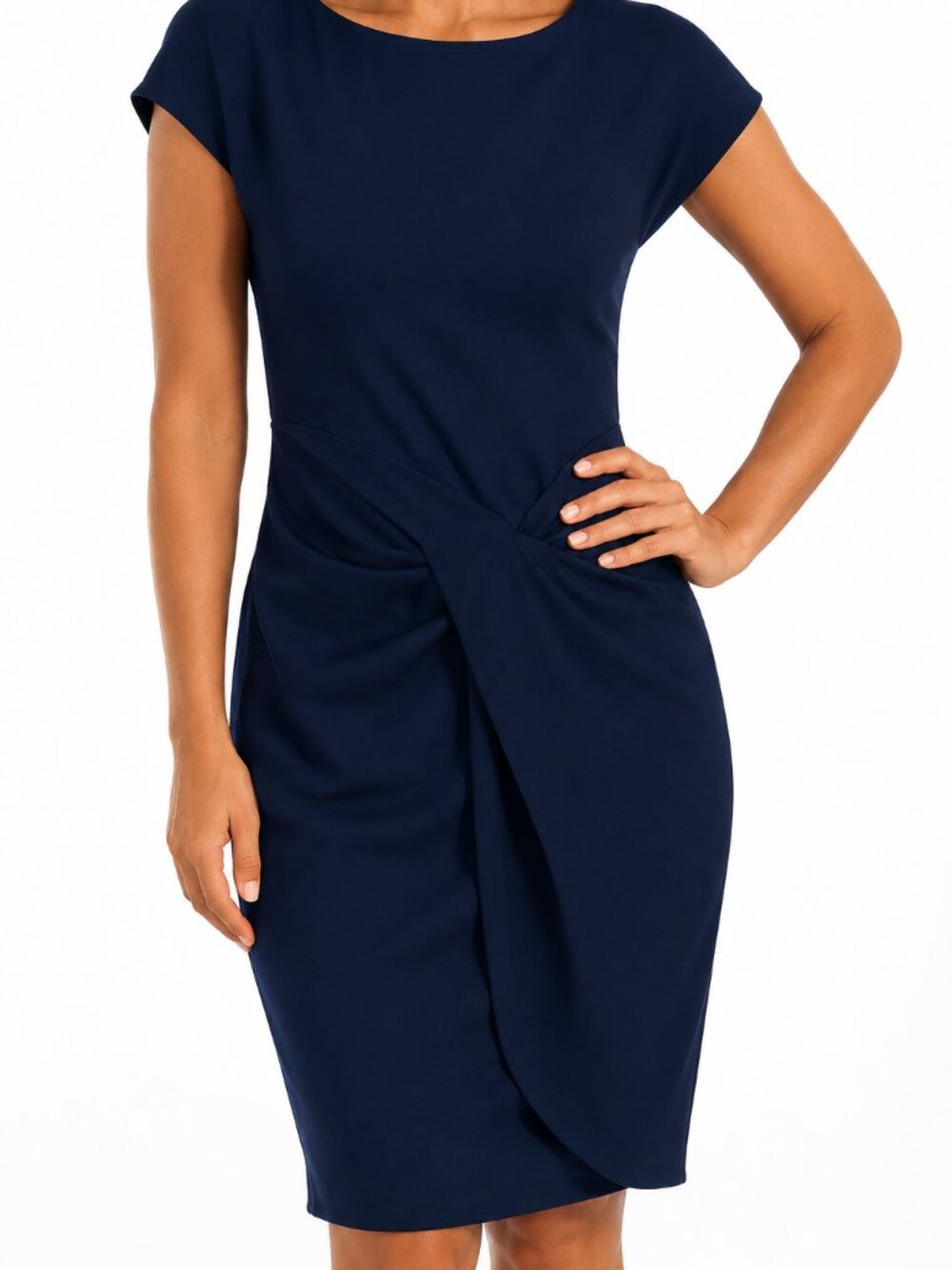 WWORTH Black Ruched Draped Sheath Dress Women's Size 0